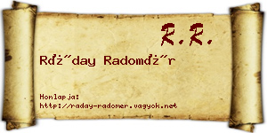 Ráday Radomér névjegykártya